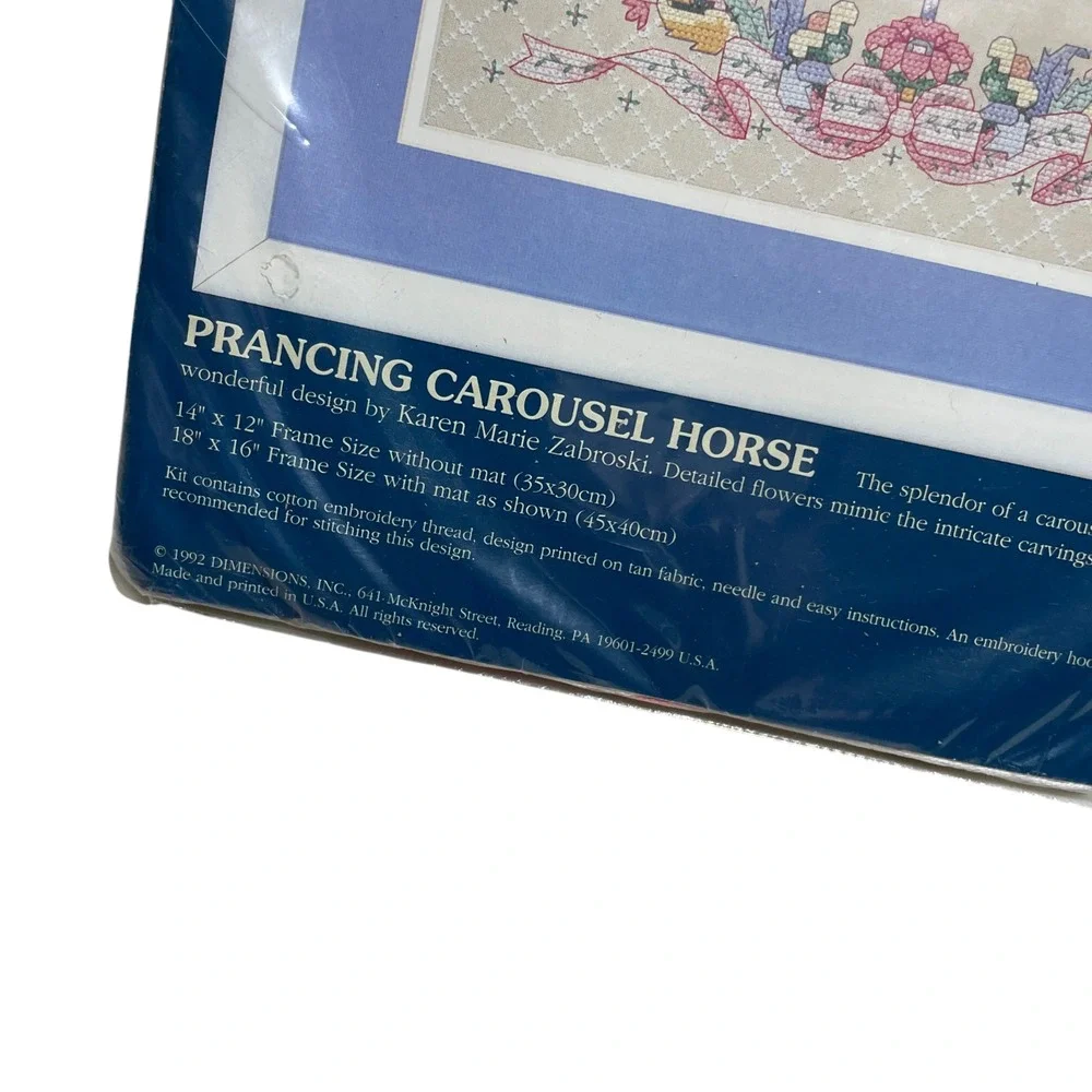 Sunset Stamped Cross Stitch Kit #13051 Prancing Carousel Horse 1992